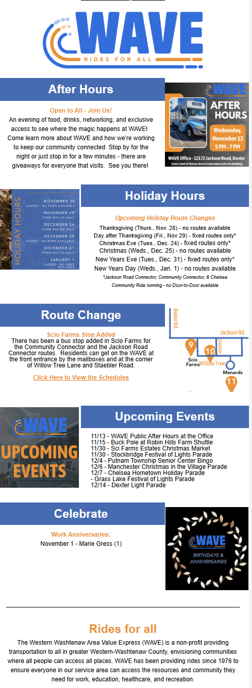 November Rider Update