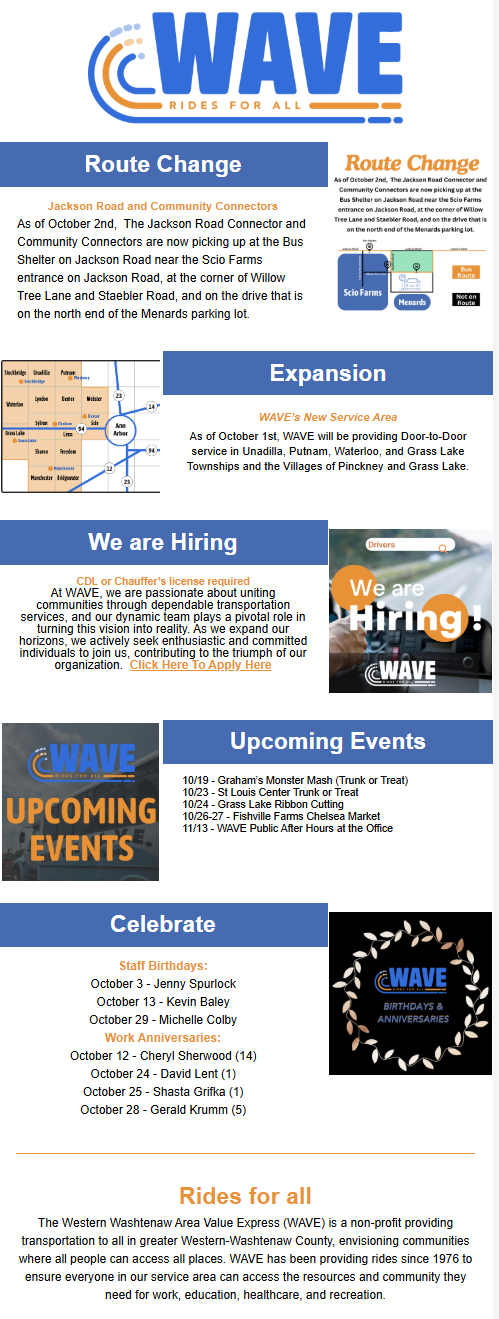 WAVE October Rider Update